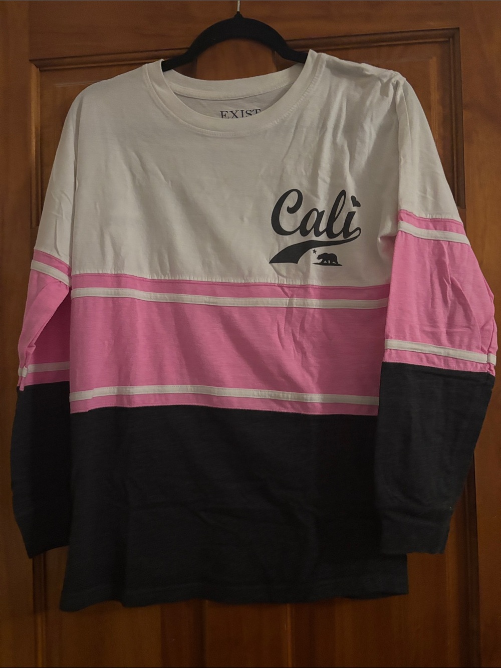 Exist Colorblock 'Cali' Long Sleeve Tee - White/Pink/Black